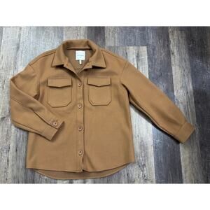 Avec Les Filles Camel Brown Button Front Shacket Shirt Jacket Style 69663 Mens M